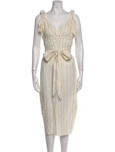 Pre-owned Mara Hoffman Linen Midi Length Dress In Neutral