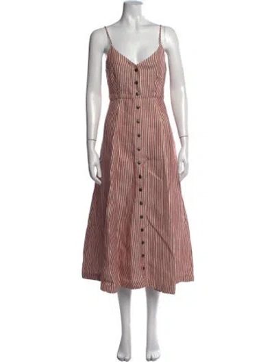 Pre-owned Mara Hoffman Linen Midi Length Dress In Neutrals/red