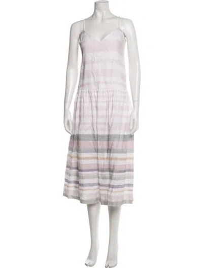 Pre-owned Mara Hoffman Linen Midi Length Dress In Pink