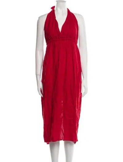 Pre-owned Mara Hoffman Linen Midi Length Dress W/ Tags In Red