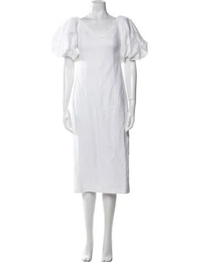 Pre-owned Mara Hoffman Linen Midi Length Dress In White