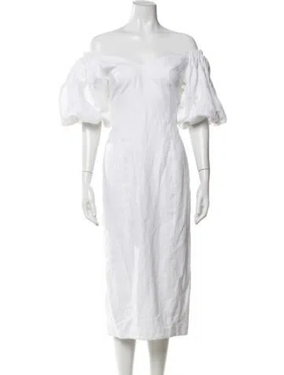 Pre-owned Mara Hoffman Linen Midi Length Dress In White