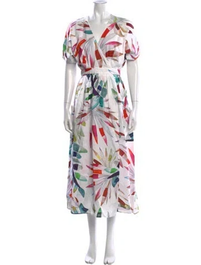 Pre-owned Mara Hoffman Linen Midi Length Dress In White