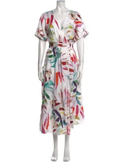 Pre-owned Mara Hoffman Linen Midi Length Dress In White