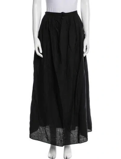 Pre-owned Mara Hoffman Linen Midi Length Skirt In Black