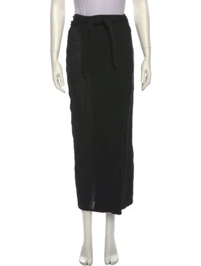 Pre-owned Mara Hoffman Linen Midi Length Skirt In Black