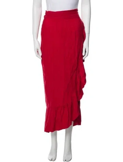 Pre-owned Mara Hoffman Linen Midi Length Skirt In Red