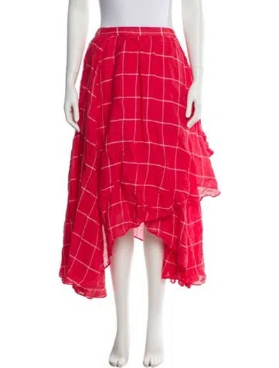 Pre-owned Mara Hoffman Linen Midi Length Skirt In Red