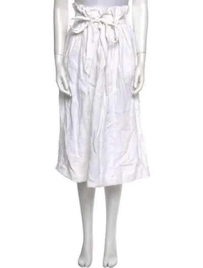 Pre-owned Mara Hoffman Linen Midi Length Skirt In White
