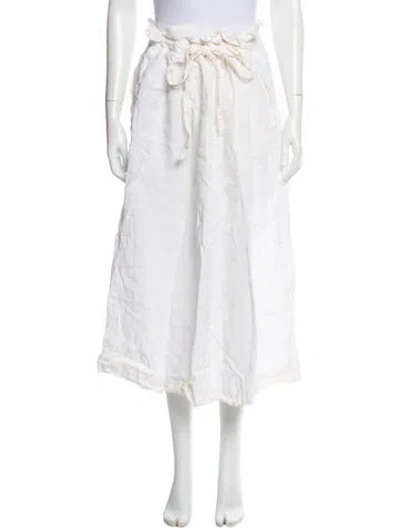 Pre-owned Mara Hoffman Linen Midi Length Skirt In White
