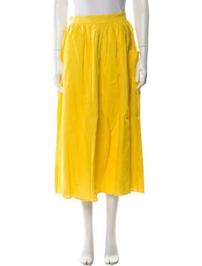 Pre-owned Mara Hoffman Linen Midi Length Skirt In Yellow