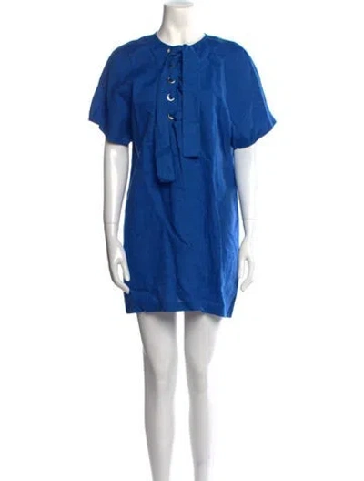Pre-owned Mara Hoffman Linen Mini Dress In Blue