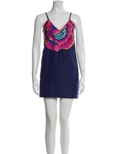 Pre-owned Mara Hoffman Linen Mini Dress In Blue