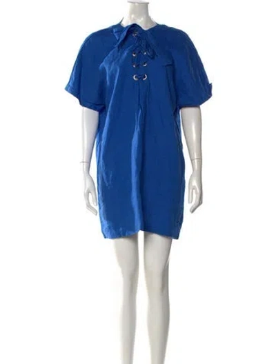 Pre-owned Mara Hoffman Linen Mini Dress In Blue
