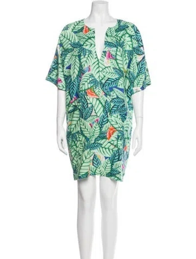 Pre-owned Mara Hoffman Linen Mini Dress In Green