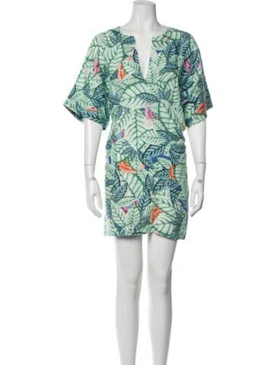 Pre-owned Mara Hoffman Linen Mini Dress In Green