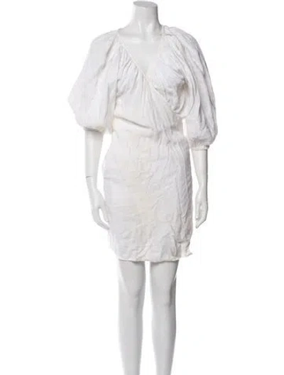 Pre-owned Mara Hoffman Linen Mini Dress In White