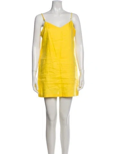 Pre-owned Mara Hoffman Linen Mini Dress In Yellow