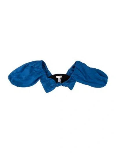 Pre-owned Mara Hoffman Linen Off-the-shoulder Top In Blue