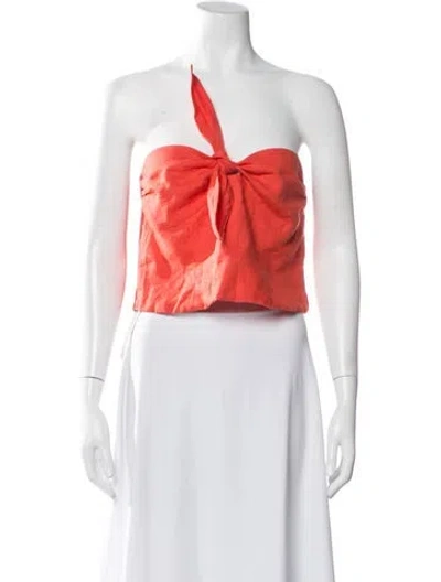 Pre-owned Mara Hoffman Linen One-shoulder Crop Top In Orange