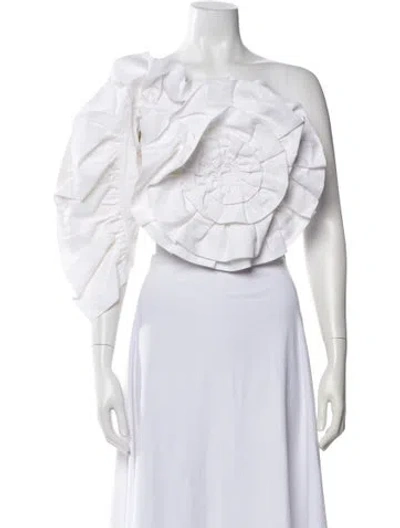 Pre-owned Mara Hoffman Linen One-shoulder Top In Neutral