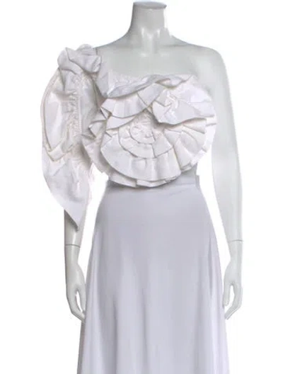 Pre-owned Mara Hoffman Linen One-shoulder Top In White