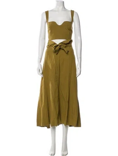 Pre-owned Mara Hoffman Linen Pleated Accents Skirt Set In Green
