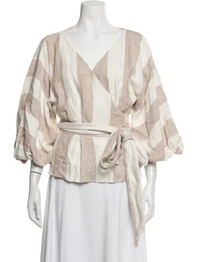 Pre-owned Mara Hoffman Linen Printed Jacket In Neutrals