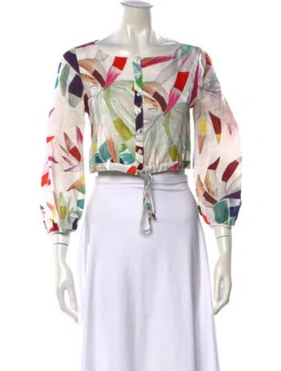 Pre-owned Mara Hoffman Linen Printed Top In Red
