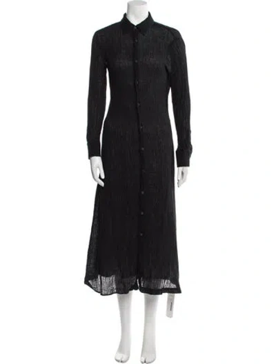 Pre-owned Mara Hoffman Linen Printed Trench Coat In Black