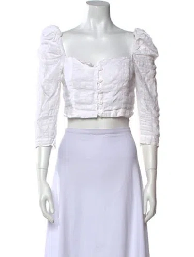 Pre-owned Mara Hoffman Linen Square Neckline Crop Top In Neutral