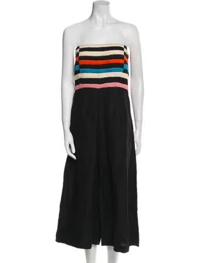 Pre-owned Mara Hoffman Linen Striped Jumpsuit In Blue