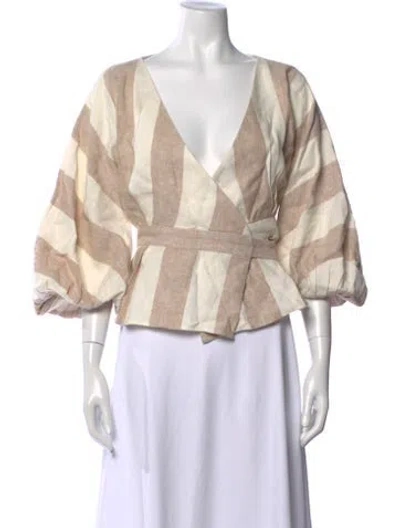 Pre-owned Mara Hoffman Linen Striped Top In Neutral