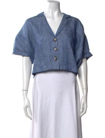 Pre-owned Mara Hoffman Linen Striped Top W/ Tags In Blue
