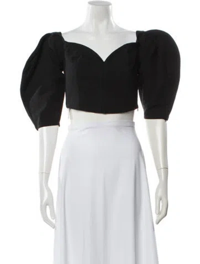 Pre-owned Mara Hoffman Linen V-neck Crop Top In Black