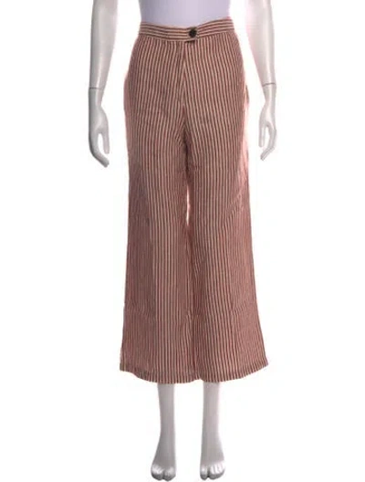 Pre-owned Mara Hoffman Linen Wide Leg Pants In Burgundy