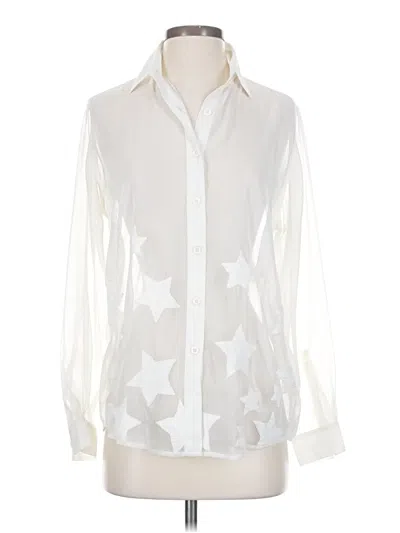 Pre-owned Mara Hoffman Long Sleeve Blouse In White