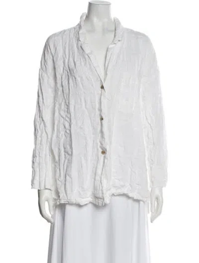 Pre-owned Mara Hoffman Long Sleeve Blouse In White