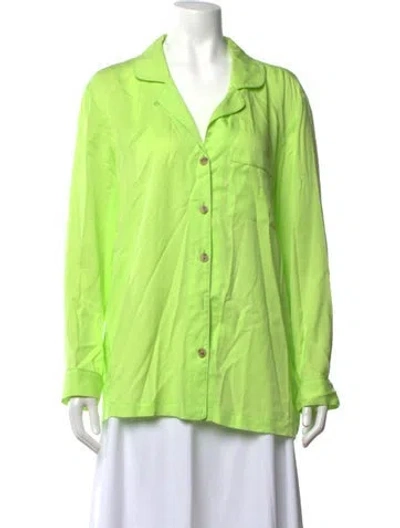 Pre-owned Mara Hoffman Long Sleeve Button-up Top In Green