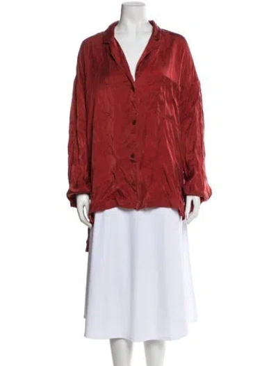 Pre-owned Mara Hoffman Long Sleeve Button-up Top In Red