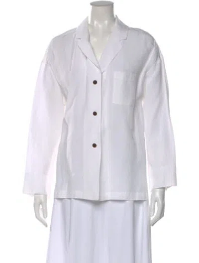 Pre-owned Mara Hoffman Long Sleeve Button-up Top In White