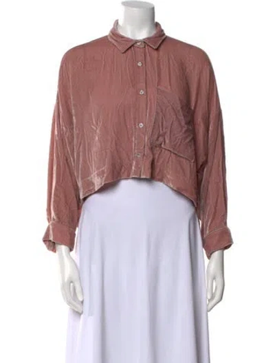 Pre-owned Mara Hoffman Long Sleeve Crop Top In Pink