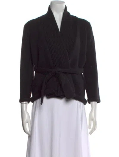 Pre-owned Mara Hoffman Merino Wool Open Front Sweater In Black