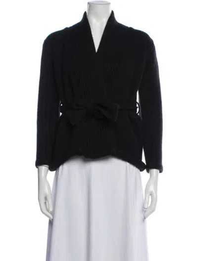 Pre-owned Mara Hoffman Merino Wool Open Front Sweater In Black