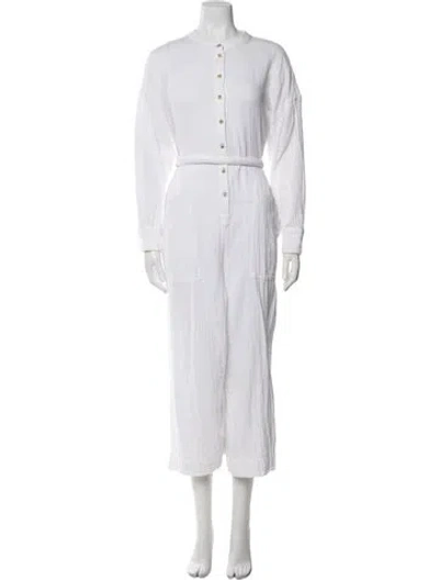 Pre-owned Mara Hoffman Mock Neck Jumpsuit In White