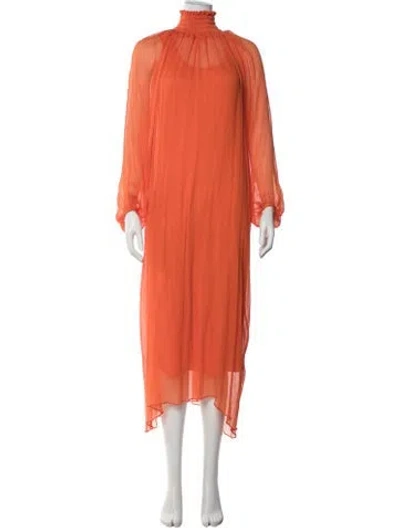 Pre-owned Mara Hoffman Mock Neck Long Dress In Orange