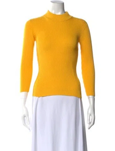 Pre-owned Mara Hoffman Mock Neck Long Sleeve Top In Yellow