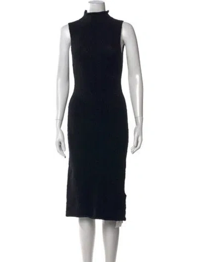 Pre-owned Mara Hoffman Mock Neck Midi Length Dress In Black