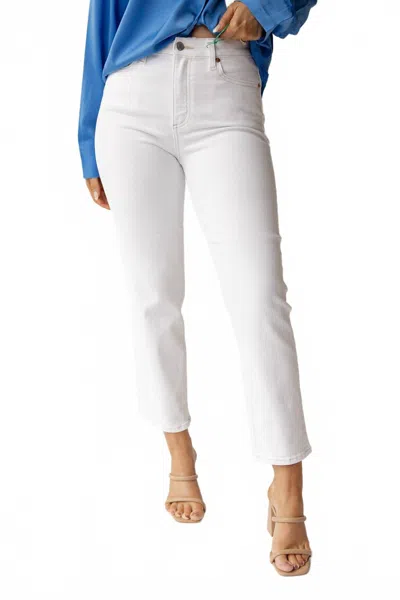 Mara Hoffman Monroe High Rise Crop Jeans In Le Blanc In Gray