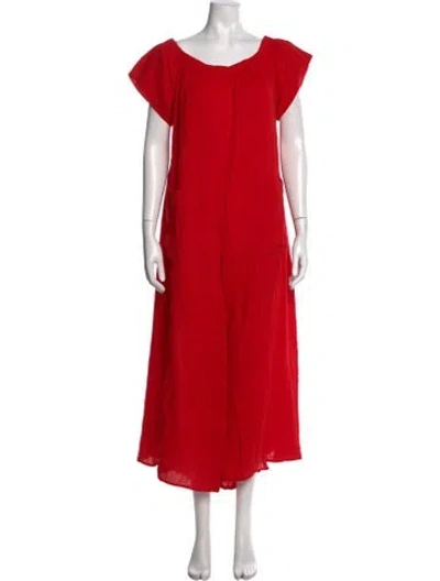 Pre-owned Mara Hoffman Off-the-shoulder Jumpsuit In Red